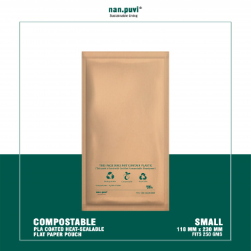 Compostable Flat Paper Pouch - PLA Coated - Small [250 G]